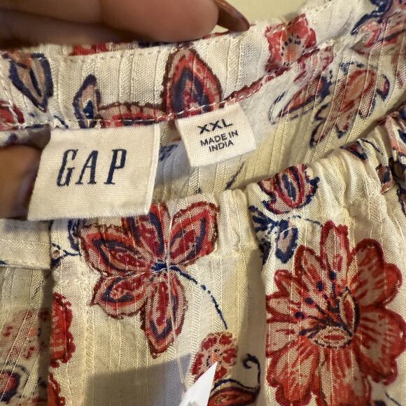 NEW Gap White Floral Sleeveless Halter Keyhole Tie Back Tank Blouse Top Size XL - Picture 2 of 7